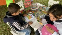 During the month of July the establishment of the Bookpack Library in the Department of Flores was carried out